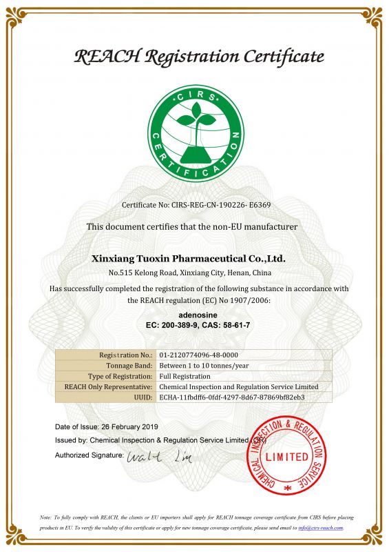 Reach Registration Certificate